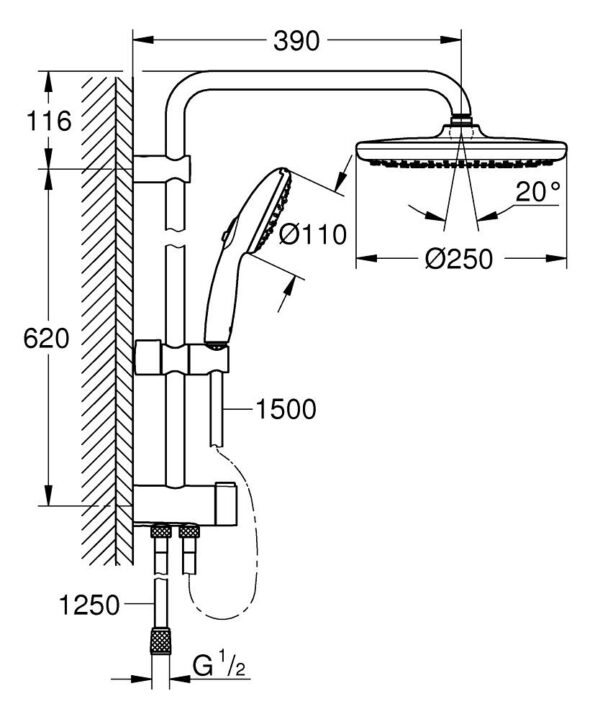 N Tempesta 250 Shower System + Diverter Grohe - Image 2