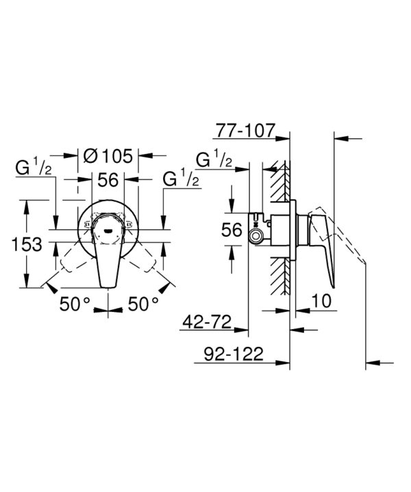 BauEdge Shower Mixer incl. Body Concealed - Image 2