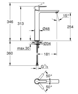 Lineare Vessel Basin Mixer - Carini Stores Ltd.