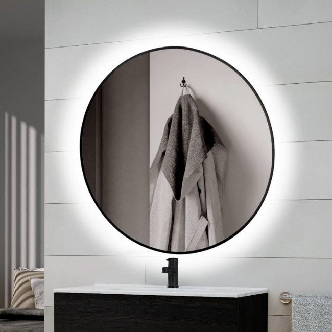 Round mirror deals black frame